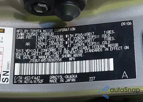 2007 Toyota 4Runner Sr5 from USA, damaged, VIN JTEBU14R578080558